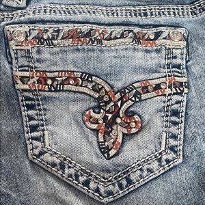 Rock Revival Blue Jeans with Embellished Pocket